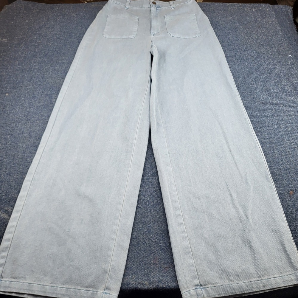 Double Zero Light Wash Wide Leg Patch Pocket Denim Pants sz 27 Small